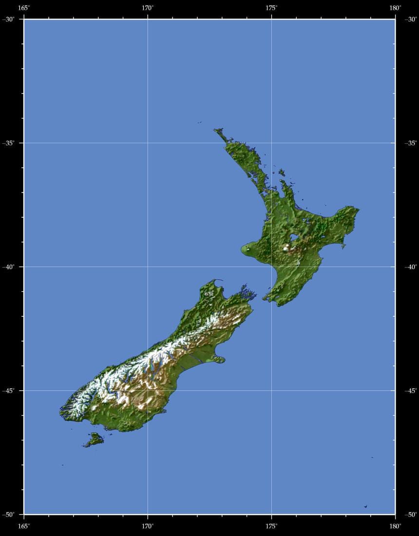 jaunzēlandes zemes karte