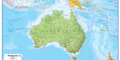 Kartes austrālijas un jaunzēlandes fizisko