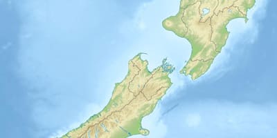 Jaunzēlandes fizikālās īpašības karte