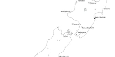 Karte jaunzēlande melns un balts